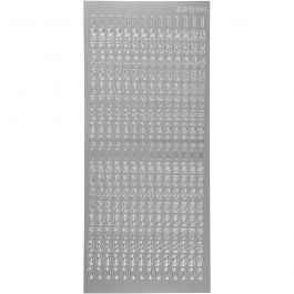 Stickers, silver, numbers, 10x23 cm, 1 sheet [HOB-170221]