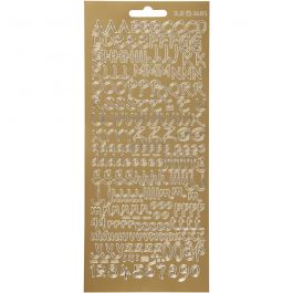 Stickers, gold, alphabet, 10x23 cm, 1 sheet [HOB-170226]