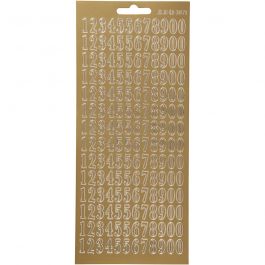 Stickers, gold, numbers, 10x23 cm, 1 sheet [HOB-170228]