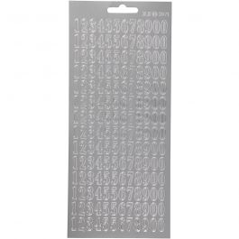 Stickers, silver, numbers, 10x23 cm, 1 sheet [HOB-170229]