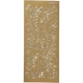 Stickers, gold, leaves, 10x23 cm, 1 sheet [HOB-170238]