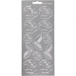 Stickers, silver, roses, 10x23 cm, 1 sheet [HOB-170245]