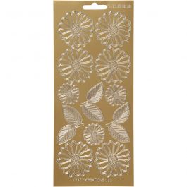 Stickers, gold, daisies, 10x23 cm, 1 sheet [HOB-170246]