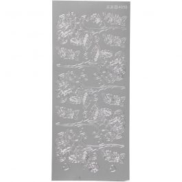 Stickers, silver, roses, 10x23 cm, 1 sheet [HOB-170251]