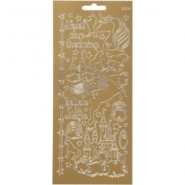 Stickers, gold, unicorn, 10x23 cm, 1 sheet [HOB-170258]