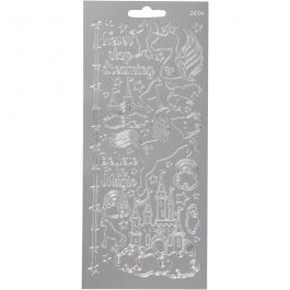 Stickers, silver, unicorn, 10x23 cm, 1 sheet [HOB-170259]