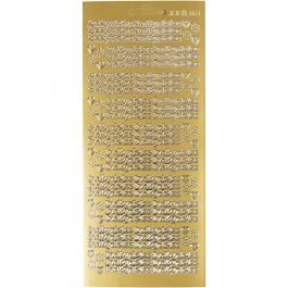 Stickers, gold, indbydelse, 10x23 cm, 1 sheet [HOB-170268]