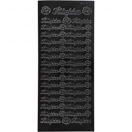 Stickers, black, tillykke, 10x23 cm, 1 sheet [HOB-170270]