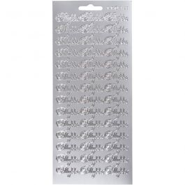 Stickers, silver, tillykke, 10x23 cm, 1 sheet [HOB-170272]