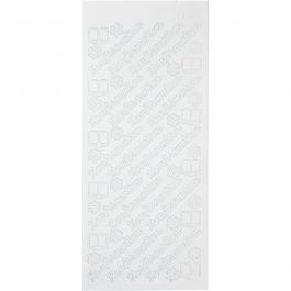 Stickers, white, konfirmation, 10x23 cm, 1 sheet [HOB-170274]