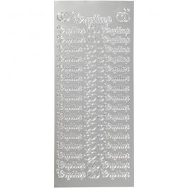 Stickers, silver, bryllup, 10x23 cm, 1 sheet [HOB-170279]