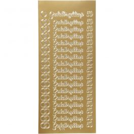 Stickers, gold, guldbryllup, 10x23 cm, 1 sheet [HOB-170282]