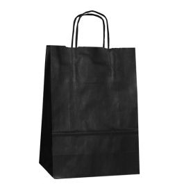 Paper Carrier Bags Black 18+8x24cm Kraft 100 grams (50 pieces) [PAM1822BK]