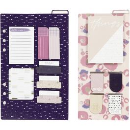 Note pads assortment and book marks, gold, purple, rose, size 10,3x22 + 13,8x22 cm, 2 sheet/ 1 pack [HOB-192660]