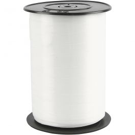 Curling Ribbon, W: 10 mm, white, glossy, 250m