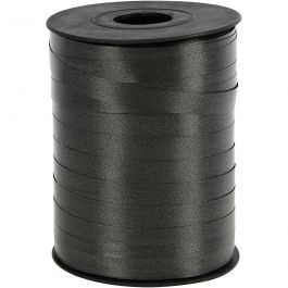 Curling Ribbon, W: 10 mm, black, glossy, 250m