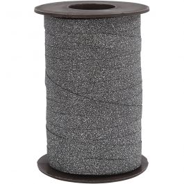 Curling Ribbon, W: 10 mm, black, glitter, 100m