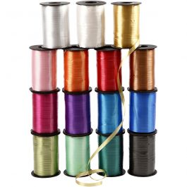 Curling Ribbon, W: 10 mm, asstd colours, glossy, 15x250m