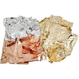 Imitation Metal Leaf, copper, gold, silver, 16x16 cm, 3x50 sheet/ 1 pack [HOB-20477]