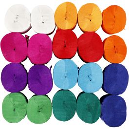 Crepe Paper Streamers, assorted colours, L: 20 m, W: 5 cm, 20 roll/ 1 pack [HOB-208921]