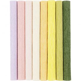 Crepe Paper, sheet 25x60 cm, Crêpe ratio: 180%, 105 g, pastel colours, 8 sheet/ 1 pack [HOB-209001]