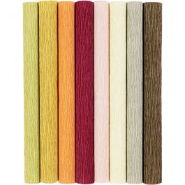 Crepe Paper, sheet 25x60 cm, Crêpe ratio: 180%, 105 g, mute colours, 8 sheet/ 1 pack [HOB-209002]