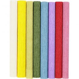 Crepe Paper, sheet 25x60 cm, Crêpe ratio: 180%, 105 g, standard colours, 8 sheet/ 1 pack [HOB-209003]