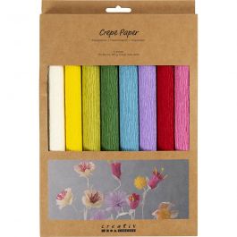 Crepe Paper, sheet 25x60 cm, Crêpe ratio: 180%, 105 g, standard colours, 8 sheet/ 1 pack [HOB-209003]