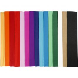 Crepe Paper, assorted colours, L: 2,5 m, W: 50 cm, 60 pleats/ 1 pack [HOB-209021]