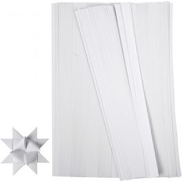 Paper Star Strips, white, L: 45 cm, W: 10 mm, D: 4,5 cm, 500 strips/ 1 pack [HOB-20931]
