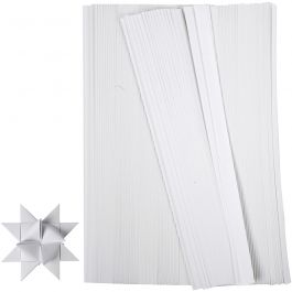 Paper Star Strips, white, L: 45 cm, W: 15 mm, D: 6,5 cm, 500 strips/ 1 pack [HOB-20933]