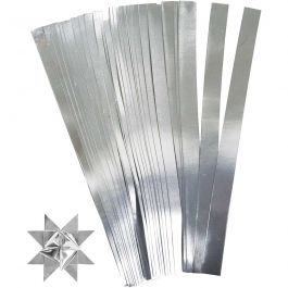 Paper Star Strips, silver, L: 45 cm, D: 6,5 cm, W: 15 mm, 100 strips/ 1 pack [HOB-20936]