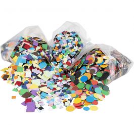 Card Mosaics, assorted colours, size 10+15+20 mm, 8x180 pack/ 1 pack [HOB-21015]