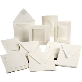 Passepartout Card, size 12,5x12,5 cm, size 10,5x15 cm, off-white, 50sets [HOB-21080]