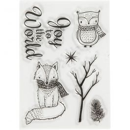 Silicone Motives, owl and fox, size 10,5x15 cm, 1 sheet [HOB-21583]