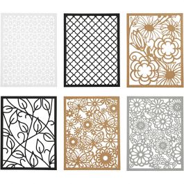 Pad with Cardboard Lace Patterns, black, natural, grey, white, A6, 104x146 mm, 200 g, 24 pc/ 1 pack [HOB-21605]