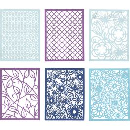 Pad with Cardboard Lace Patterns, blue, light blue, dark blue, purple, A6, 104x146 mm, 200 g, 24 pc/ 1 pack [HOB-21607]