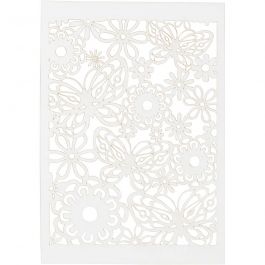Lace Patterned cardboard, white, 10,5x15 cm, 200 g, 10 pc/ 1 pack [HOB-216901]