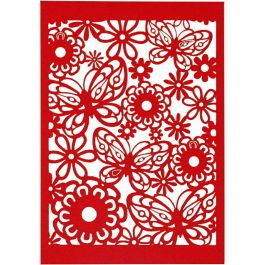 Lace Patterned cardboard, red, 10,5x15 cm, 200 g, 10 pc/ 1 pack [HOB-216913]