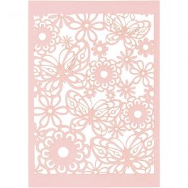 Lace Patterned cardboard, light red, 10,5x15 cm, 200 g, 10 pc/ 1 pack [HOB-216919]