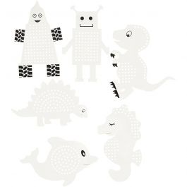 Embroidery card, white, H: 8-13 cm, 230 g, 6x3 pc/ 1 pack [HOB-21951]