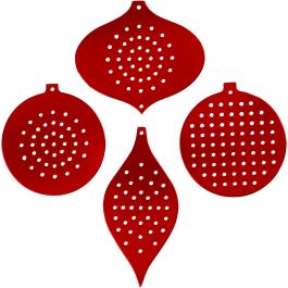 Cross Stitch Card, metallic red, H: 8,5-12 cm, hole size 3 mm, 280 g, 4x2 pc/ 1 pack [HOB-219610]