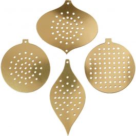 Cross Stitch Card, metallic gold, H: 8,5-12 cm, hole size 3 mm, 8 pc/ 1 pack [HOB-219611]