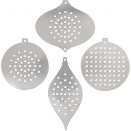 Cross Stitch Card, metallic silver, H: 8,5-12 cm, hole size 3 mm, 8 pc/ 1 pack [HOB-219612]