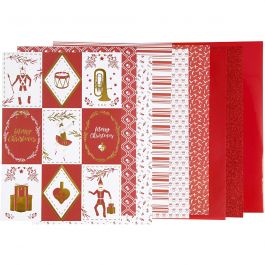 Design Paper pad, red, white, size 21x30 cm, 120+128 g, 24 sheet/ 1 pack [HOB-22592]