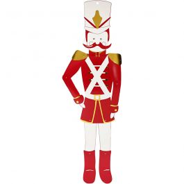 Nutcracker, gold, red, white, H: 110 cm, W: 30 cm, 300 g, 1 pc [HOB-22593]