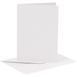 Cards and Envelopes, white, card size 10,5x15 cm, envelope size 11,5x16,5 cm, 6 set/ 1 pack [HOB-23010]