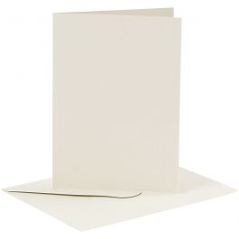 Cards and Envelopes, off-white, card size 10,5x15 cm, envelope size 11,5x16,5 cm, 6 set/ 1 pack [HOB-23011]