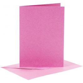 Cards and Envelopes, pink, card size 10,5x15 cm, envelope size 11,5x16,5 cm, 6 set/ 1 pack [HOB-23017]
