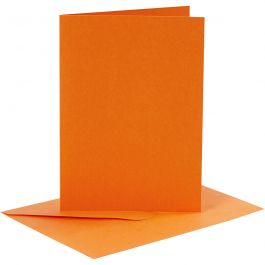Cards and Envelopes, orange, card size 10,5x15 cm, envelope size 11,5x16,5 cm, 6 set/ 1 pack [HOB-23018]